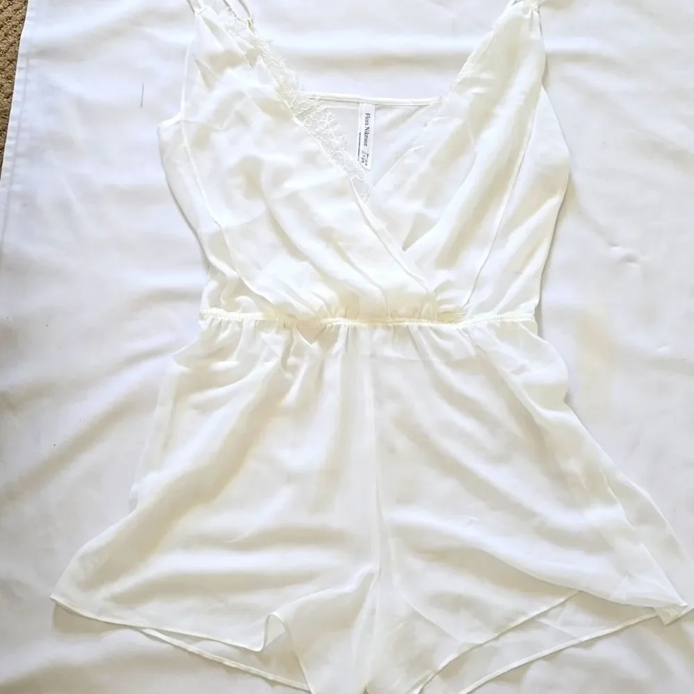 FLORA NIZROOZ White Sheer Babydoll One Piece Shorts S